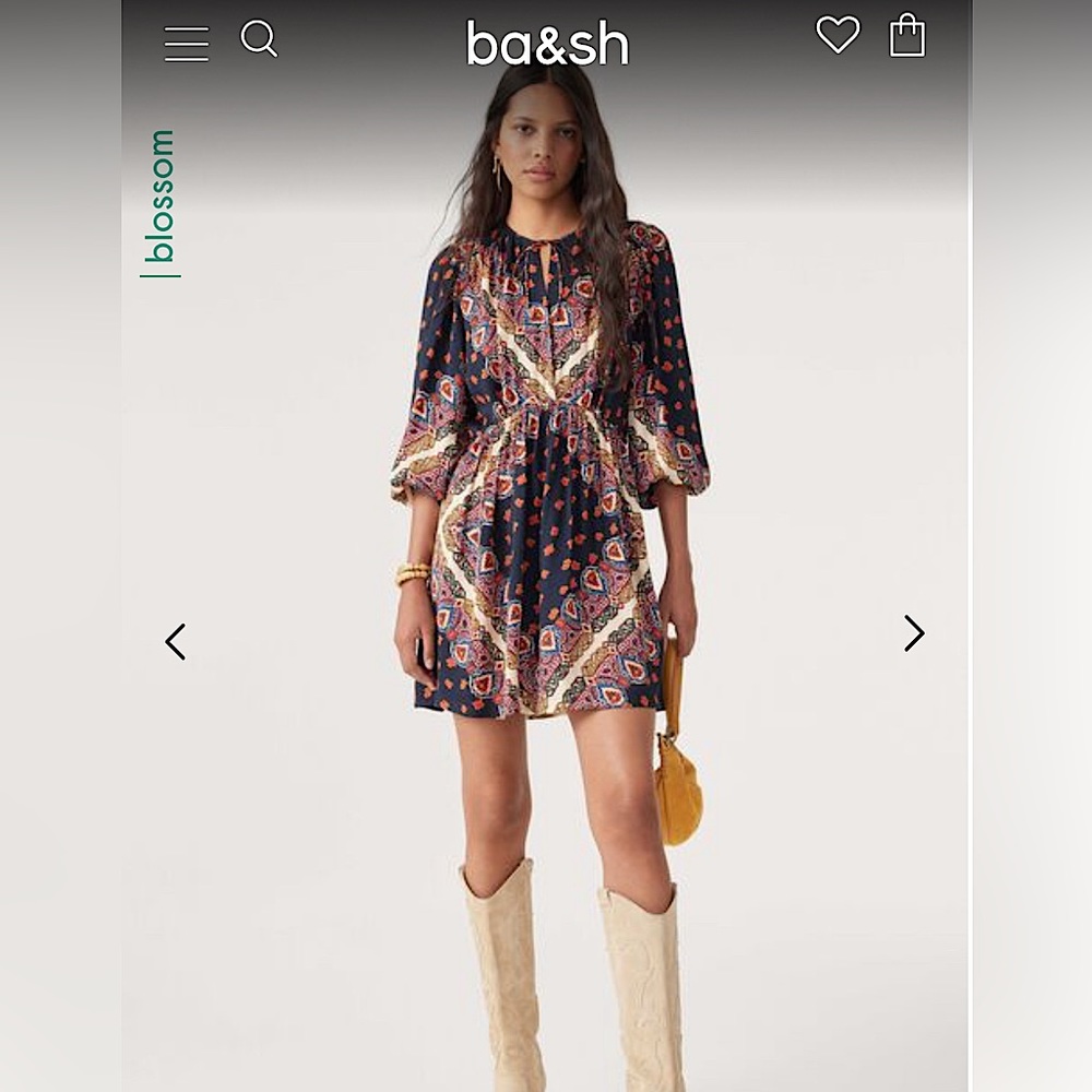 Bas&h New with tags. Jasper dress Knee length, long puff  sleeves.